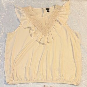 Torrid Ivory Ruffle Sleeveless Top